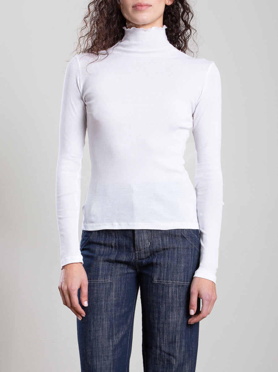 Cleo Turtleneck in Lightweight Rib - White – Pharaoh Collection