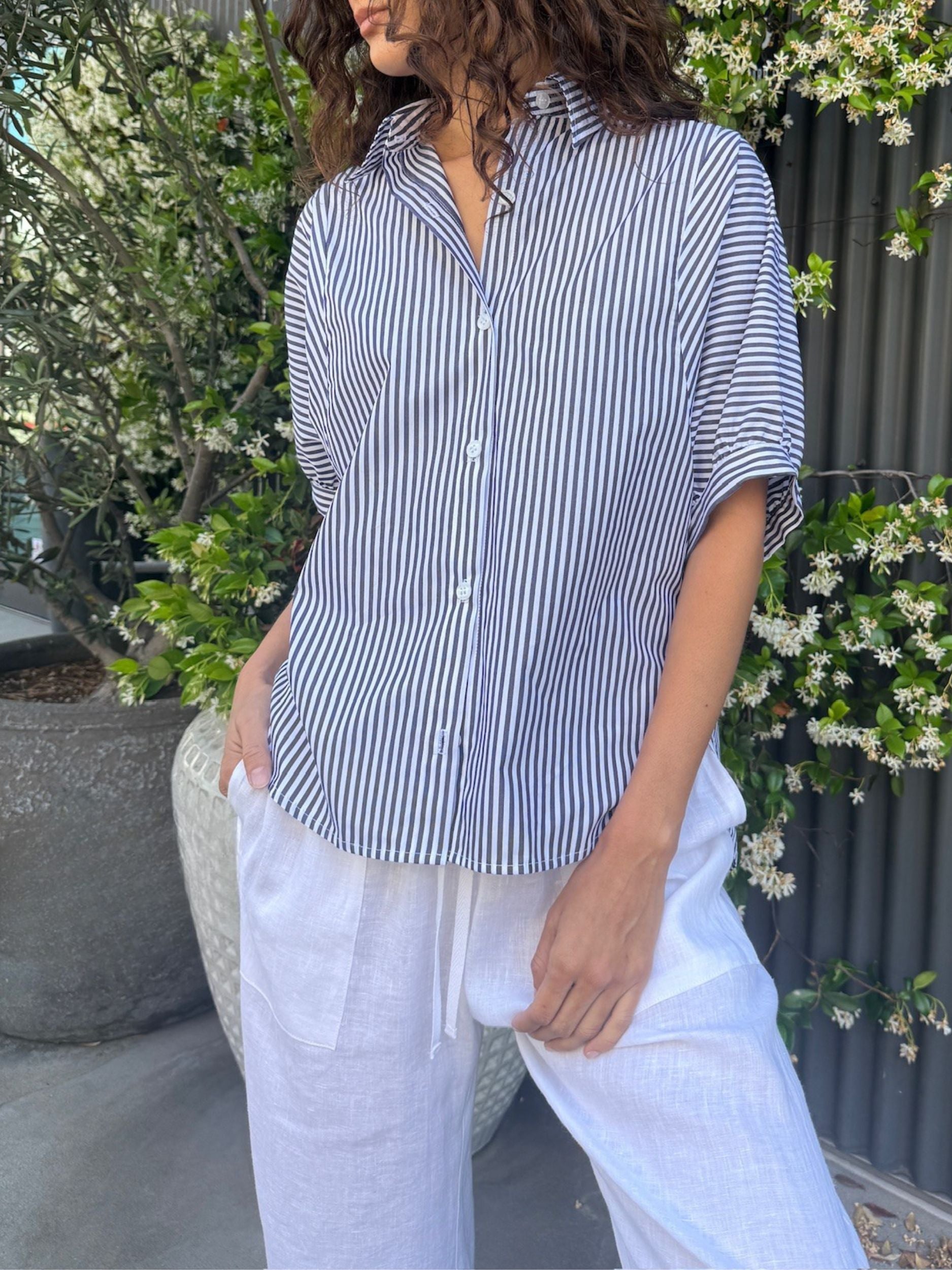 organic cotton dress shirt Claude in Stripe For the cotton purist Azalea Formal High Slit 2025-伴娘服-02 Size:m
