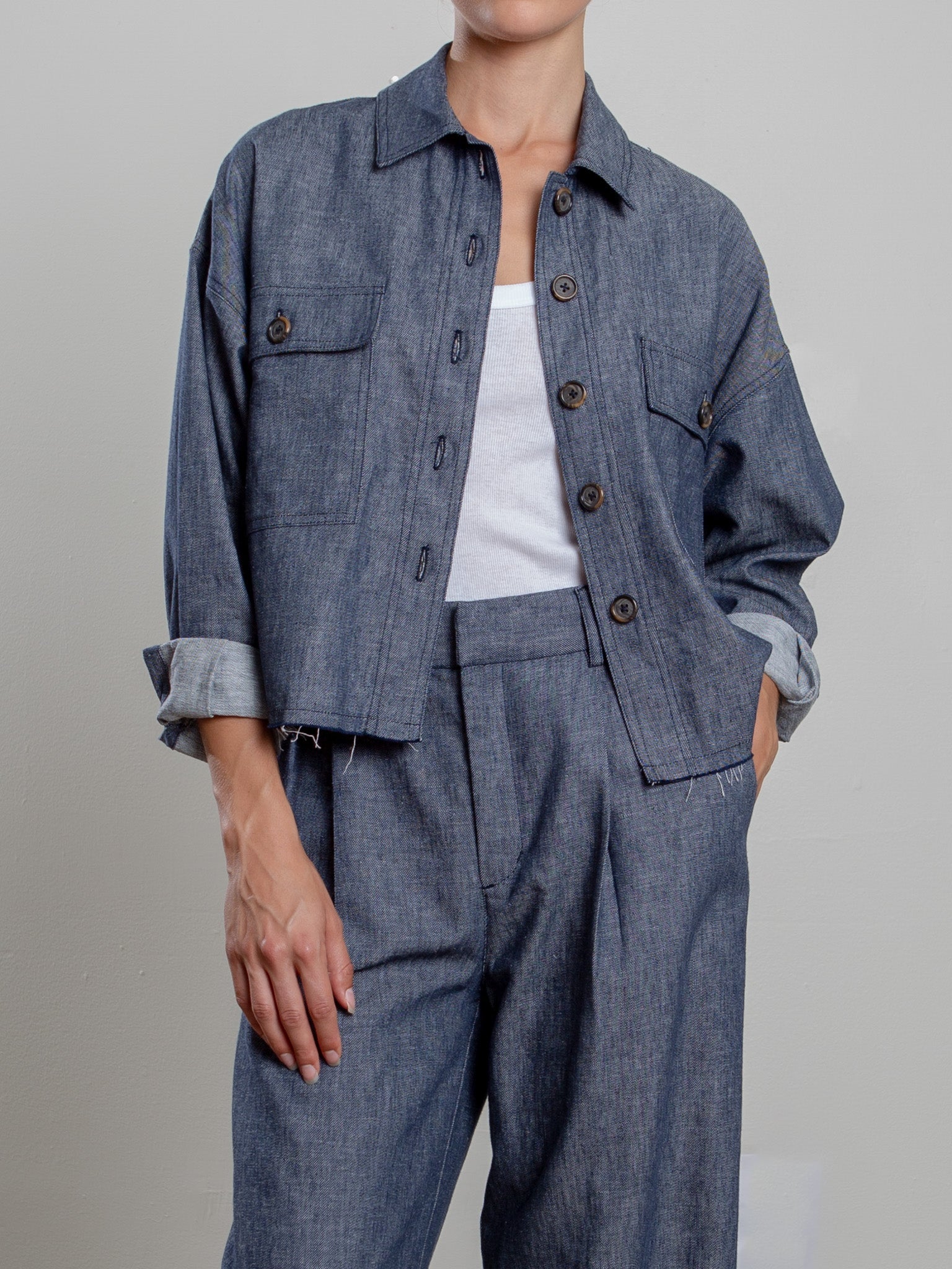Izzy Shirt in Linen Twill - Night – Pharaoh Collection
