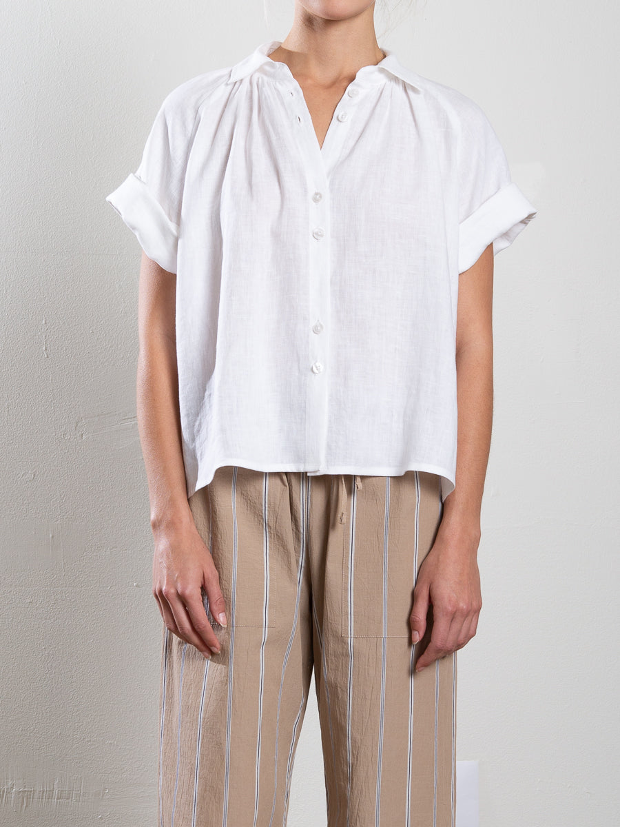 Halle Shirt in French Linen White – Pharaoh Collection