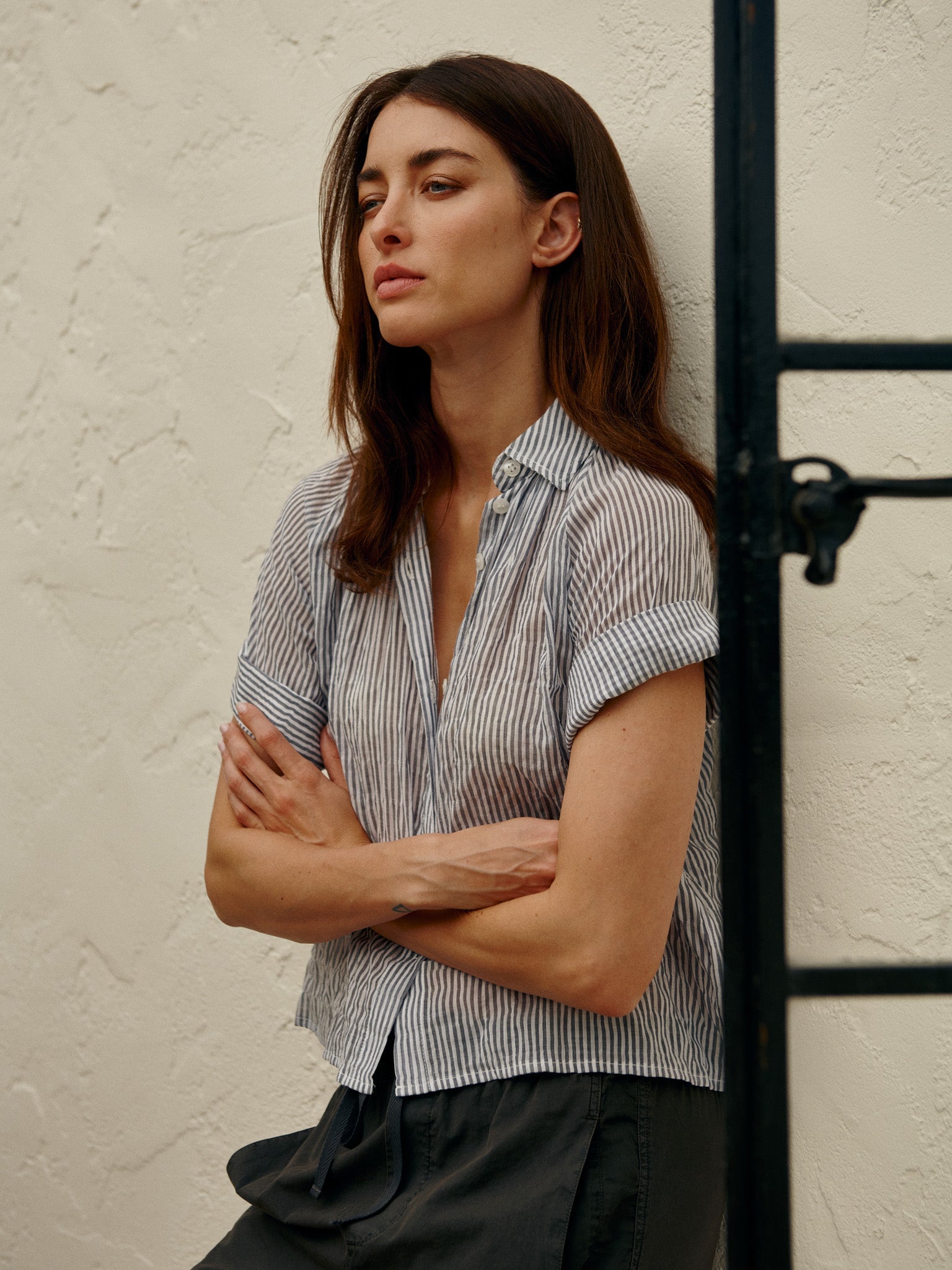 Halle Shirt in Marin Stripe - Washed Black – Pharaoh Collection