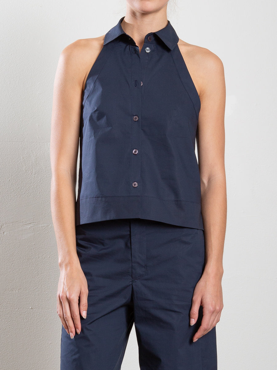 Atlas Halter in Italian Poplin - Ink Ink / 3/L