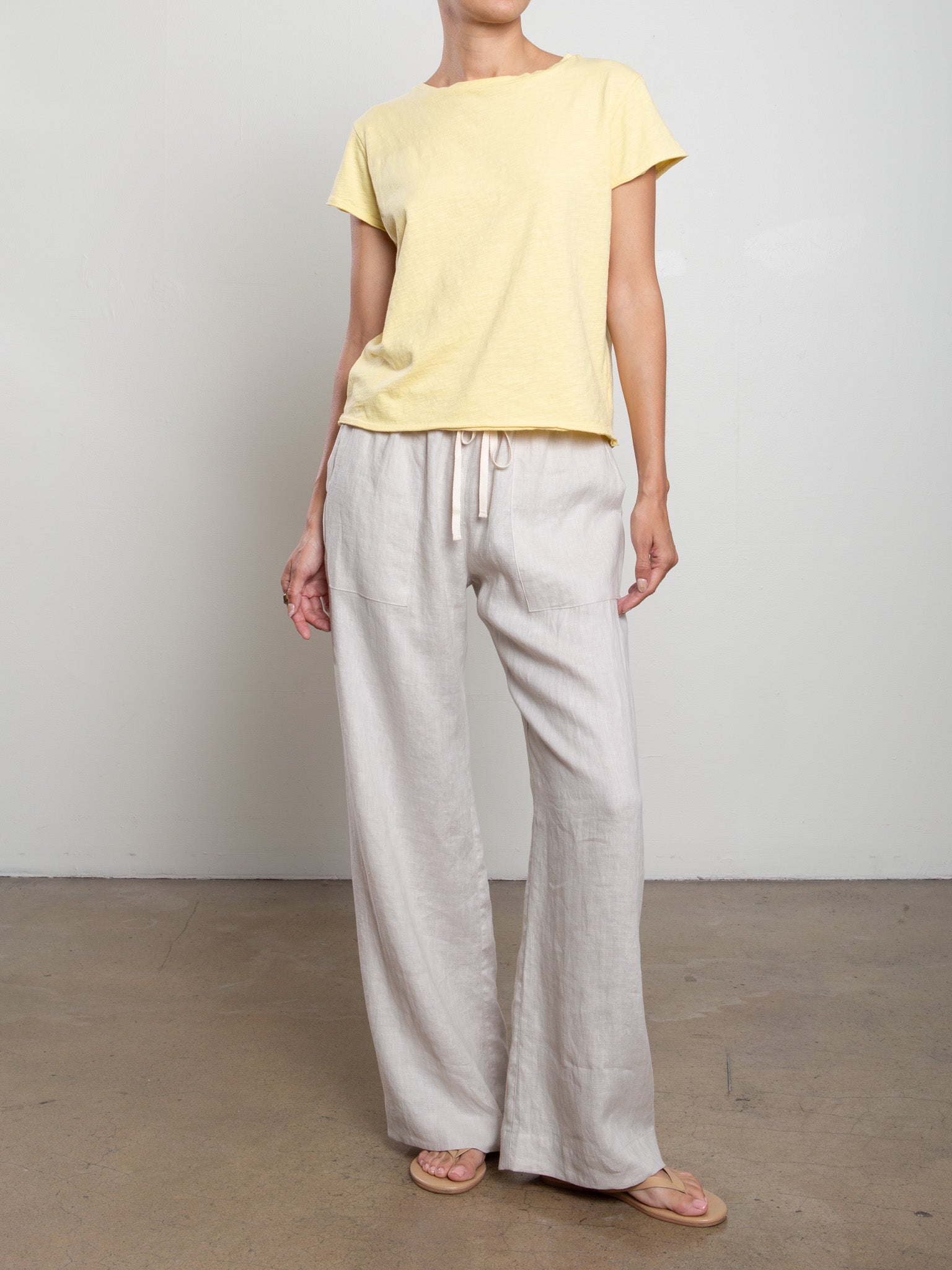 Casey Pant in French Linen - Cement – Pharaoh Collection
