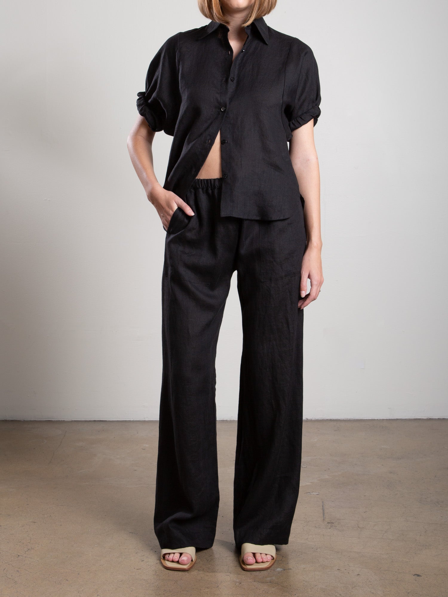 Casey Pant in French Linen - Black – Pharaoh Collection