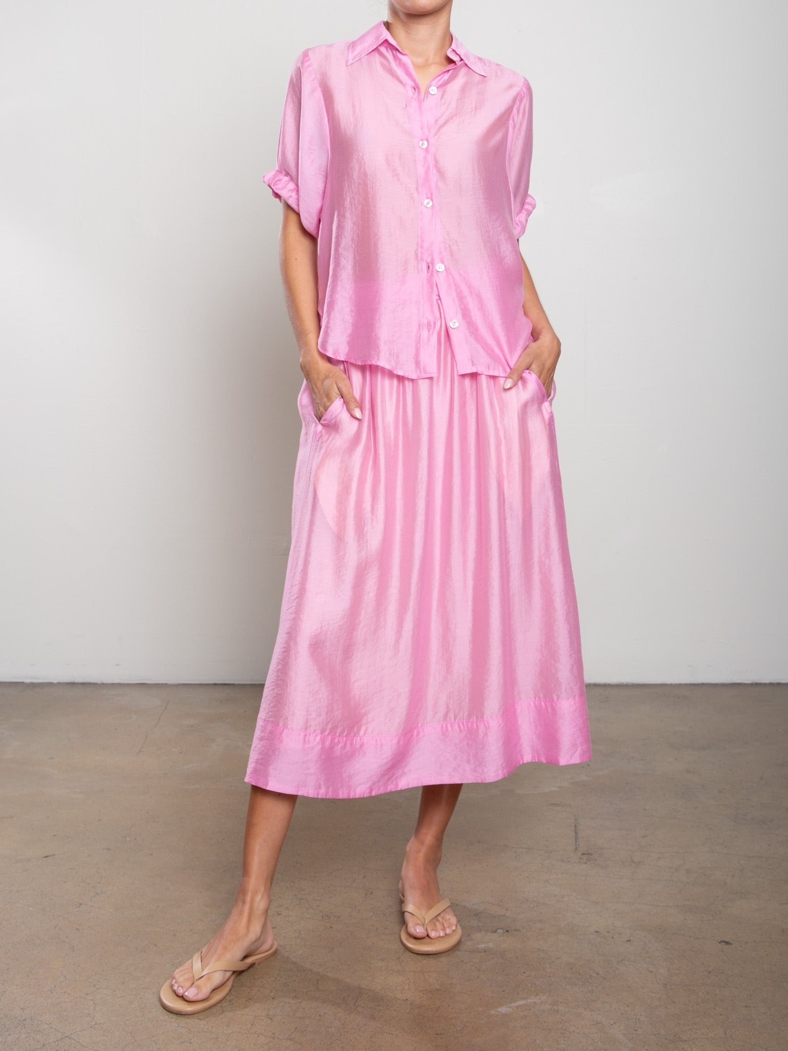 エムズグレイシーピンクフレアスリーブチュニック Claudia Skirt in Gossamer - Peony *Final Sale* – Pharaoh Collection
