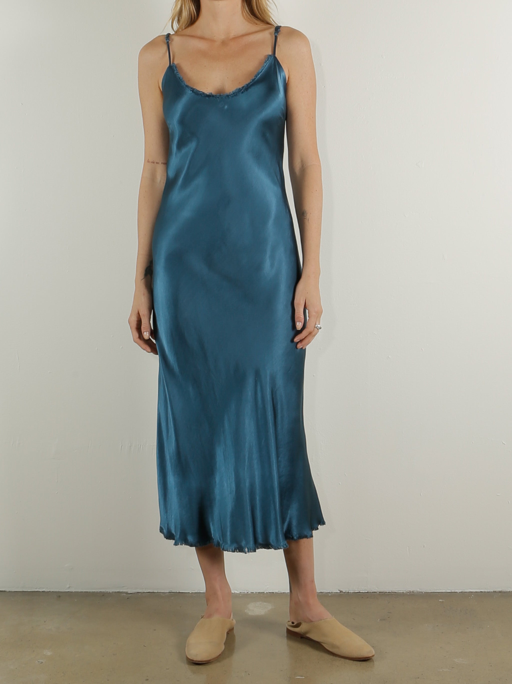 Farrah Slip Dress in Vintage Satin - Peacock Pharaoh Collection Farrah Slip Dress in Vintage Satin - Peacock Pharaoh Collection