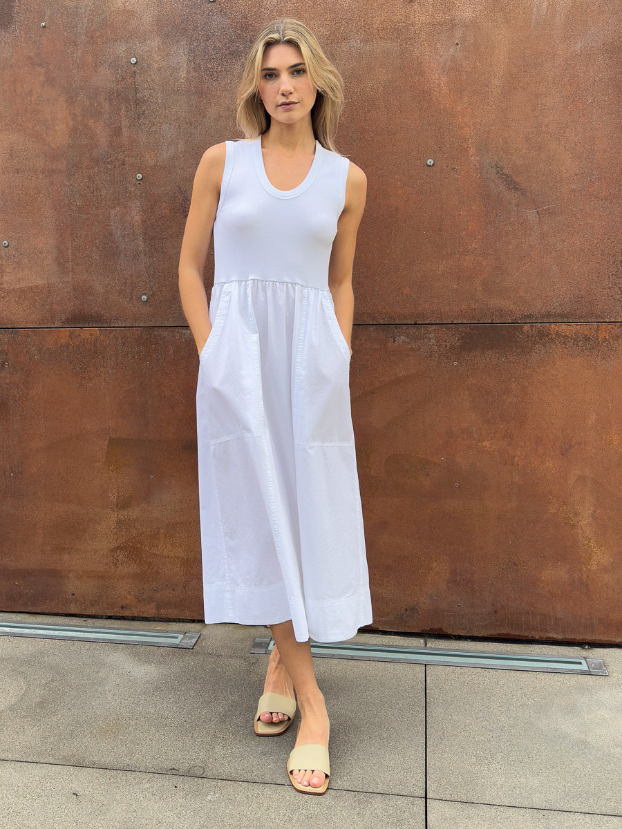 Jaclyn Dress in Paperweight Cotton - White Jaclyn Dress in Paperweight Cotton - White