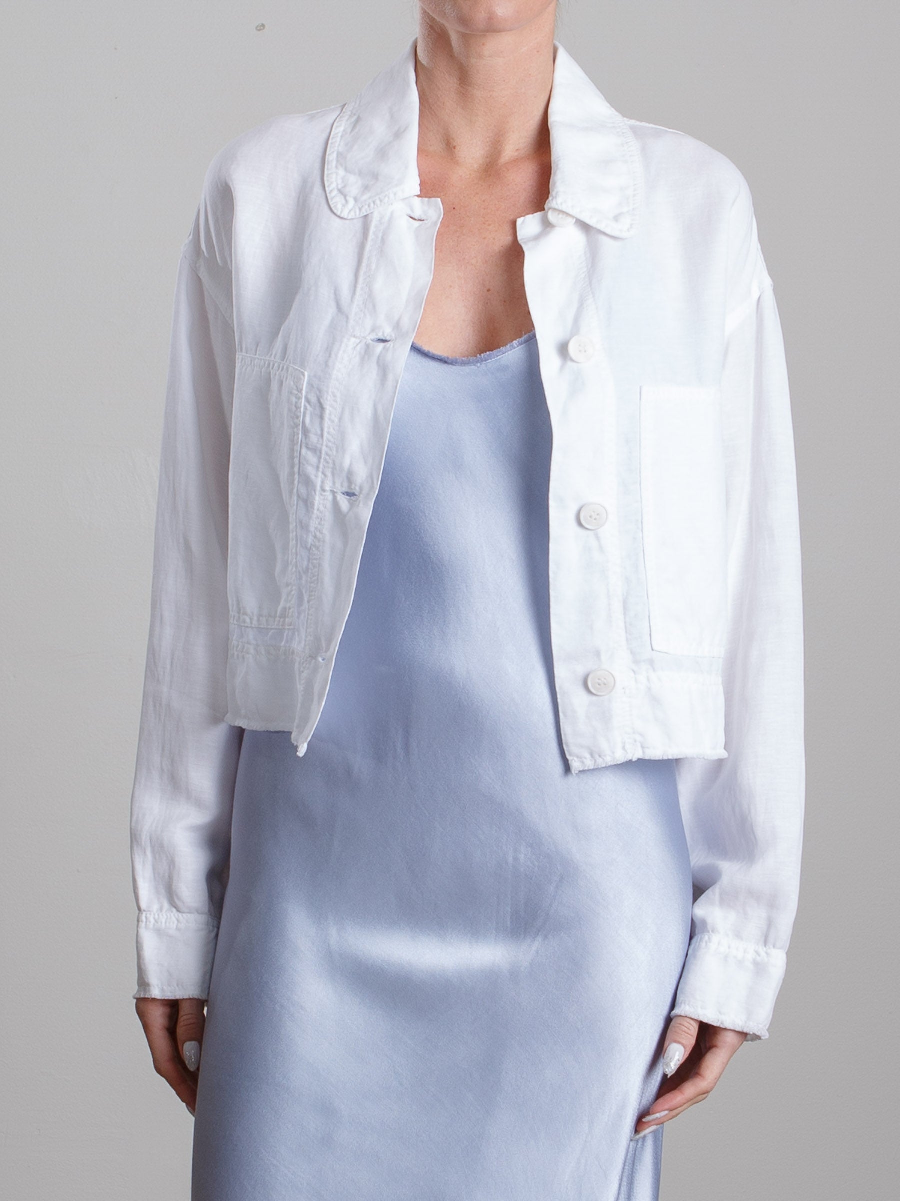 Rowan Crop Jacket in Linen White – Pharaoh Collection