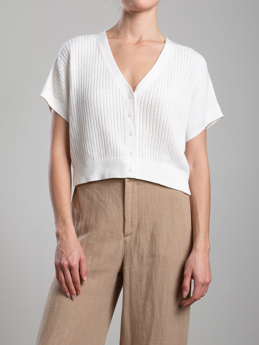 Short Cream Cardigan Cream Short Sleeve Crop Cardigan WoolOvers AU - Main Image
