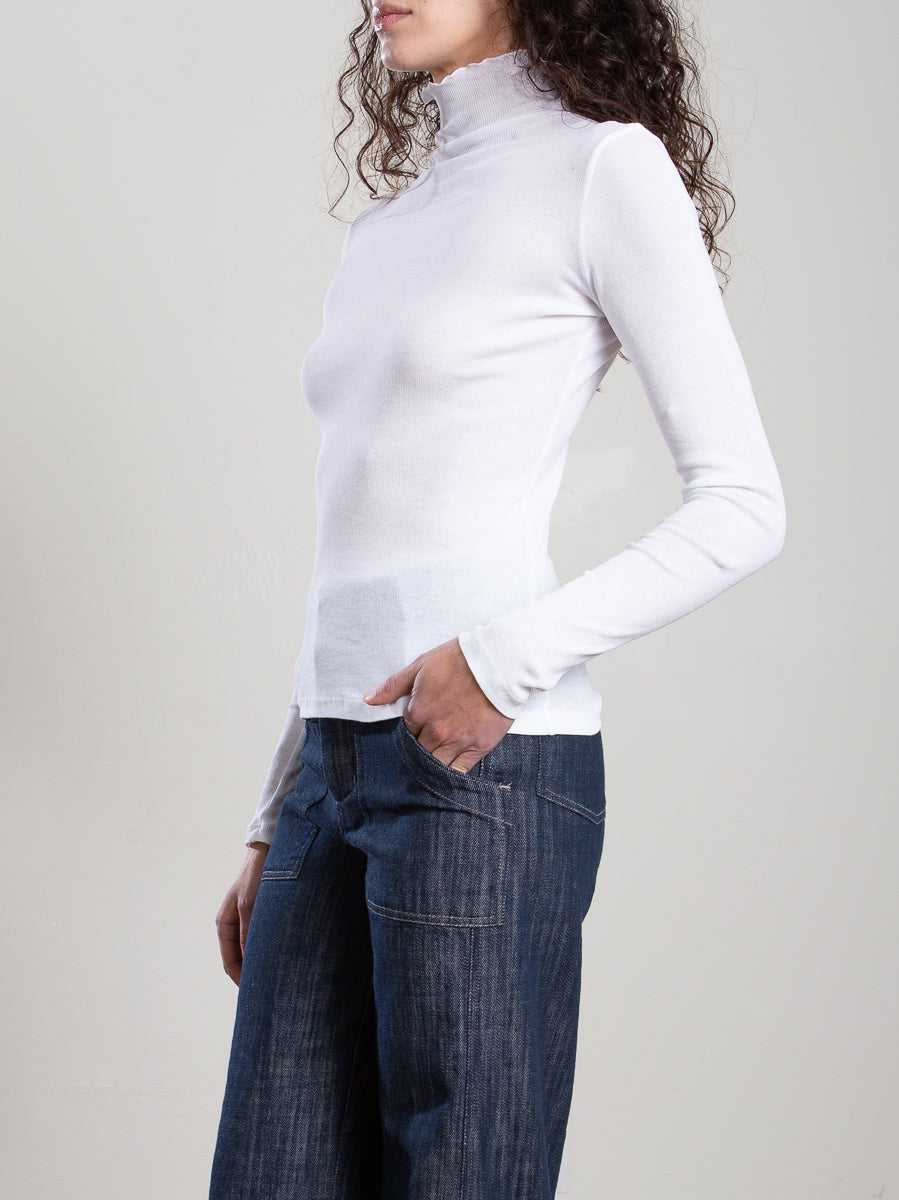 Cleo Turtleneck in Lightweight Rib - White – Pharaoh Collection