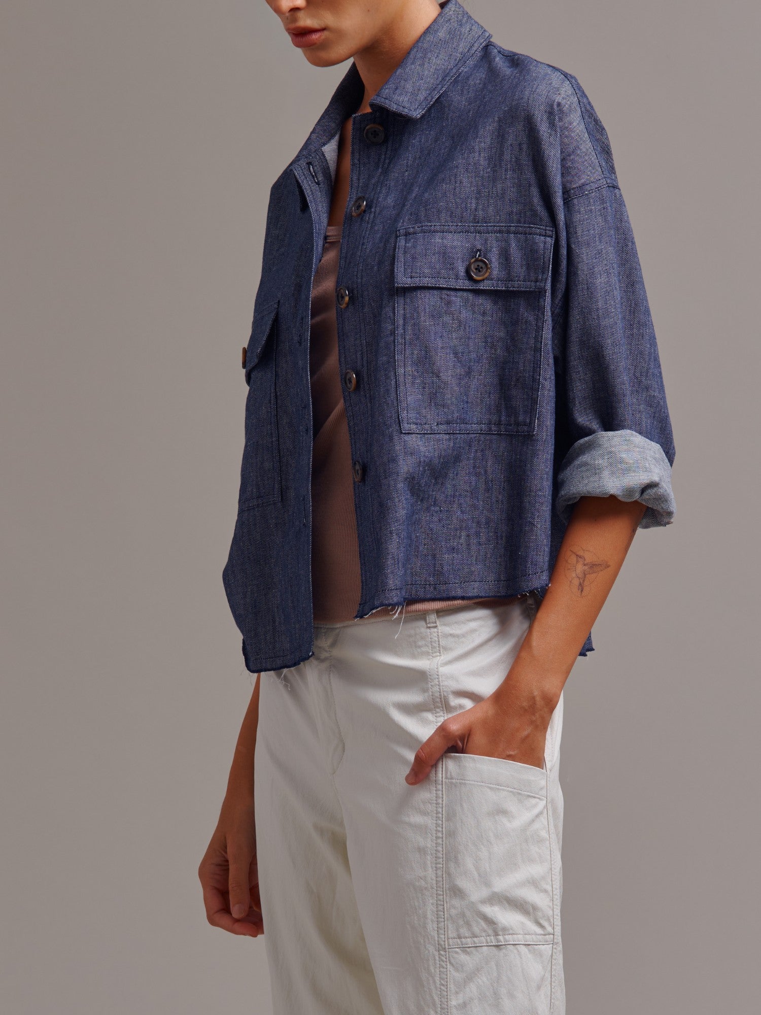 Izzy Shirt in Linen Twill - Night – Pharaoh Collection