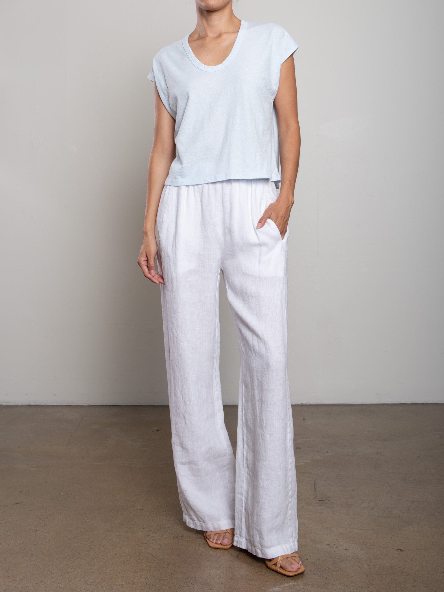 Lena Slouchy Scoop Neck Tee in Supima Slub - Sky – Pharaoh Collection