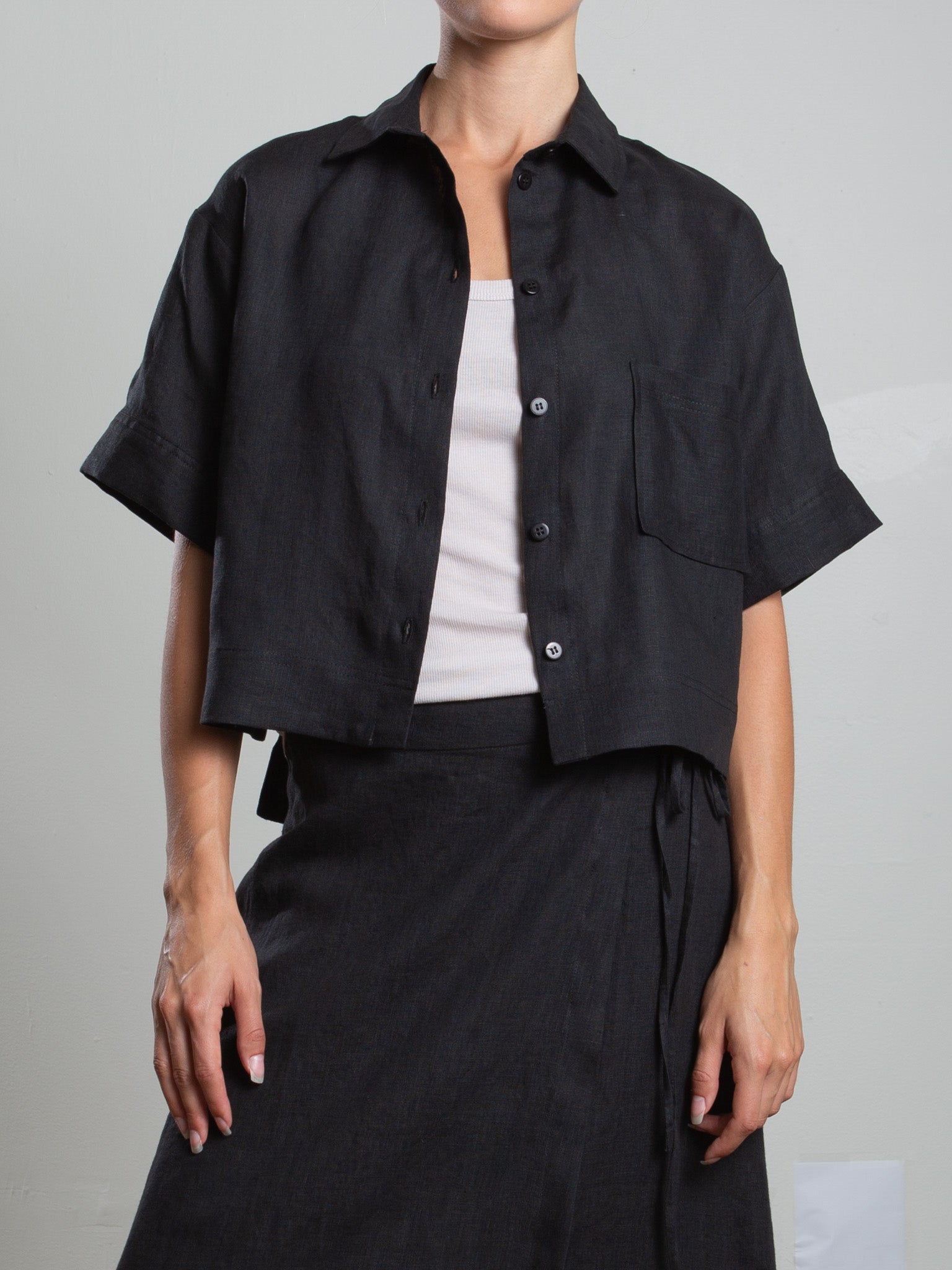 Eddy Shirt in French Linen - Black – Pharaoh Collection