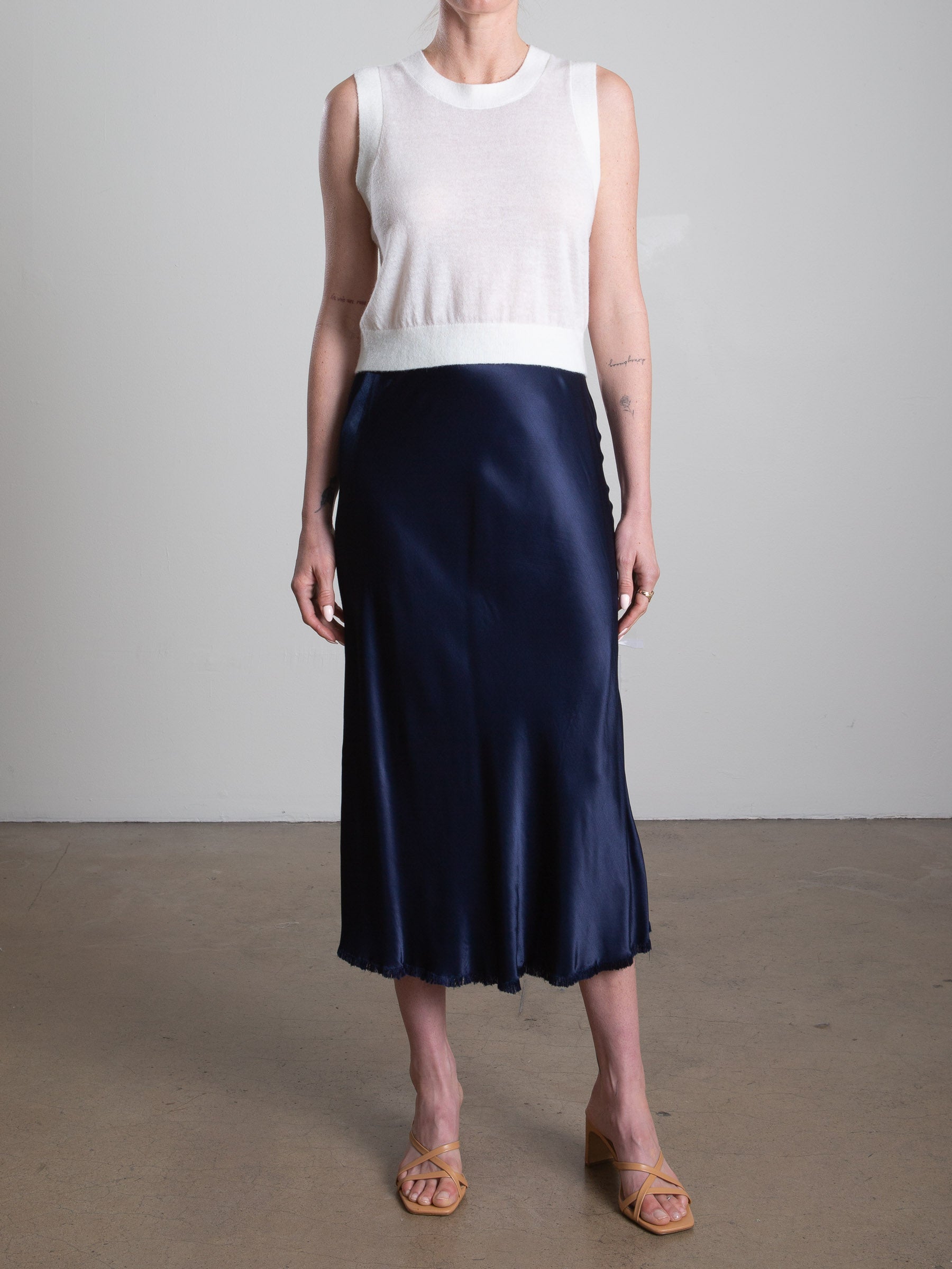 Riley Skirt in Vintage Satin Night