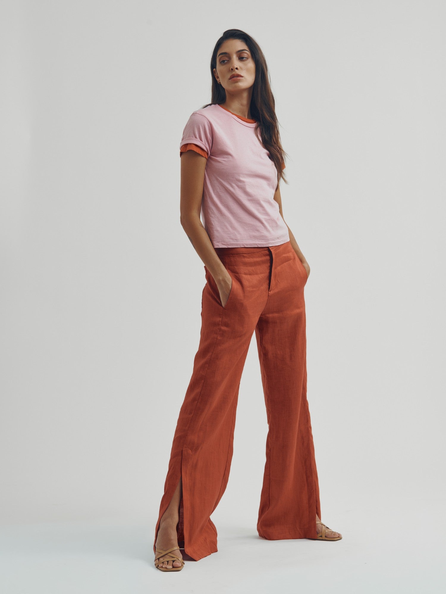 Lennox Pant in French Linen - Persimmon – Pharaoh Collection