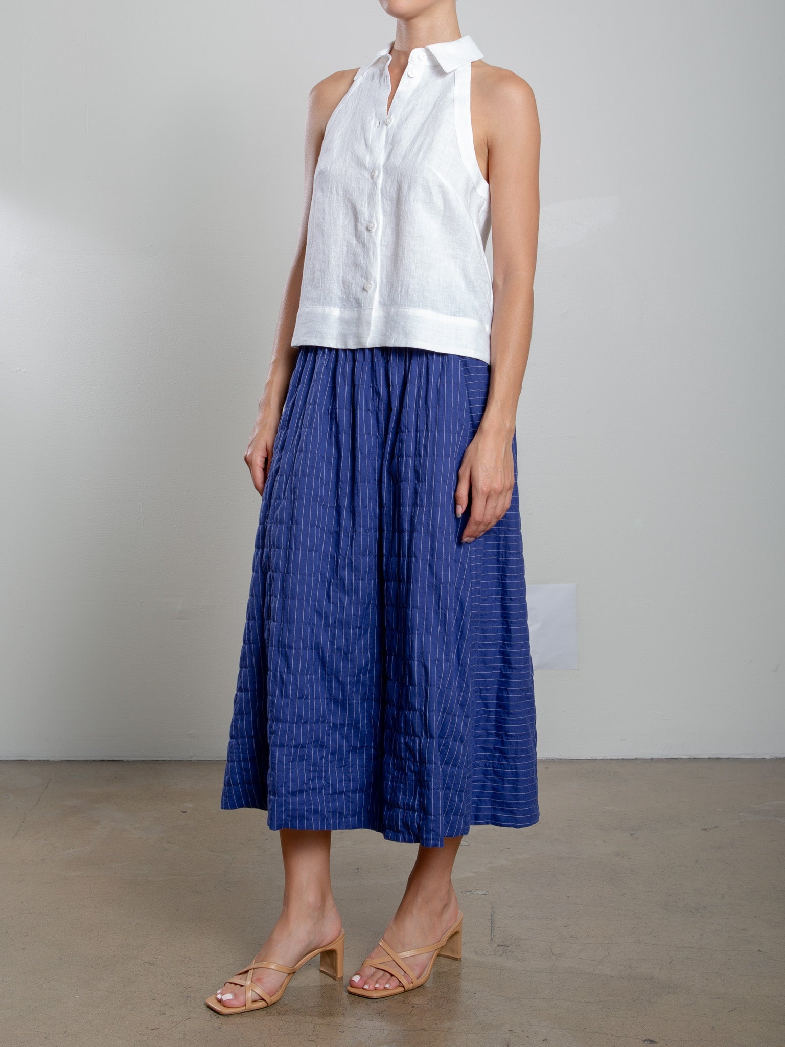 Claudia Skirt in Japanese Cotton Stripe - Navy – Pharaoh Collection