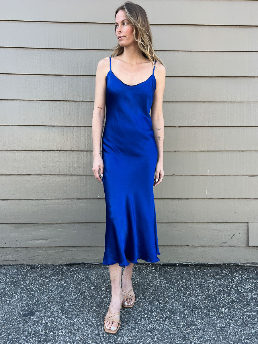Farrah Slip Dress in Vintage Satin - Sapphire Pharaoh Collection Farrah Slip Dress in Vintage Satin - Sapphire Pharaoh Collection