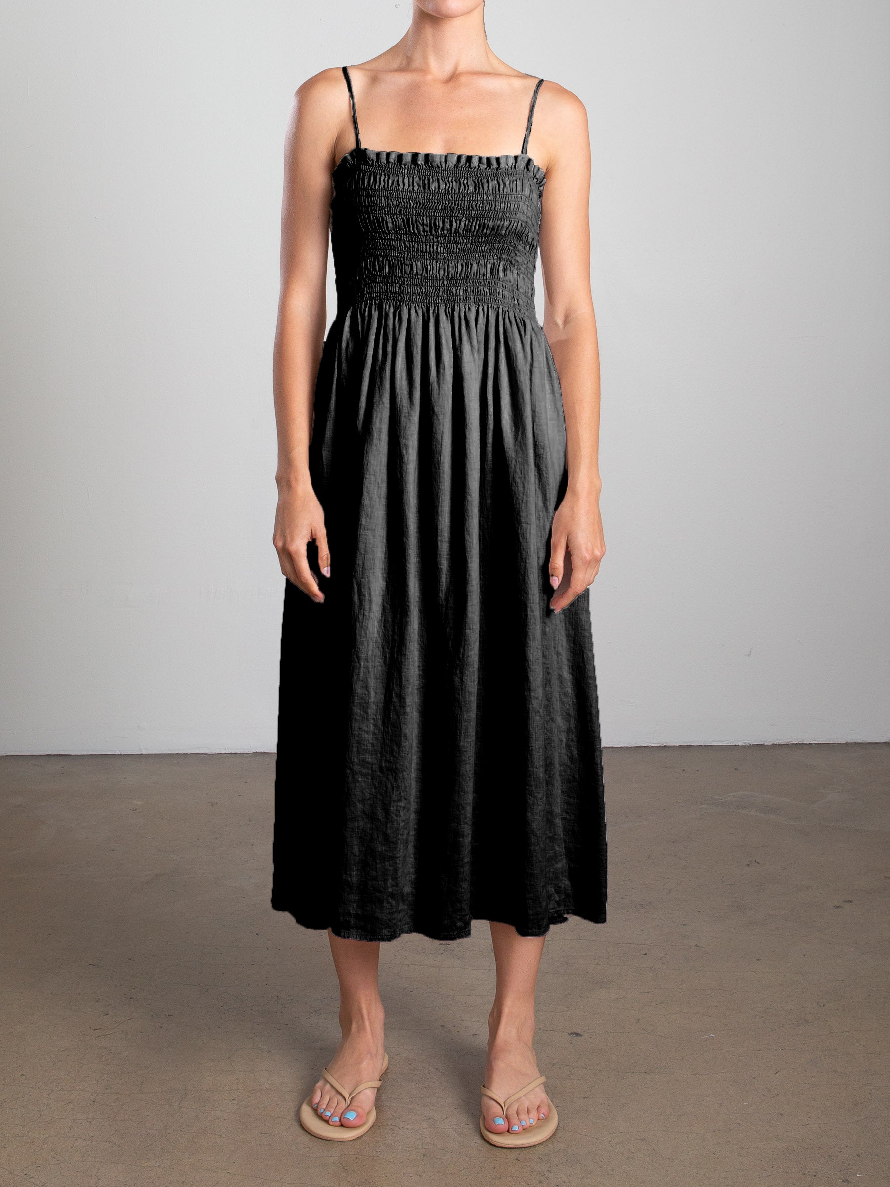 Amelia Linen Dress in Black