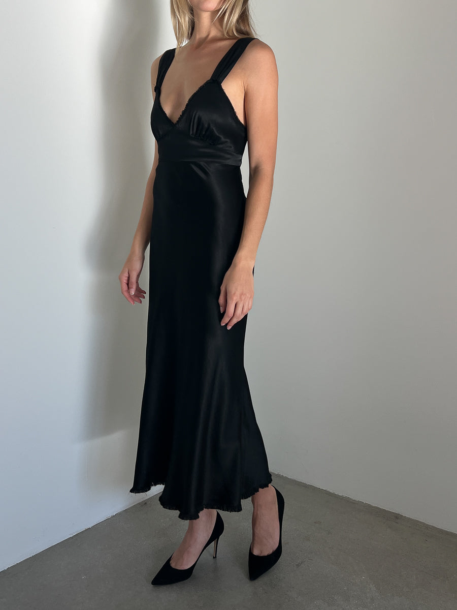 vintage black silk dress 40s/50s Party Dress in Black Silk Organza
